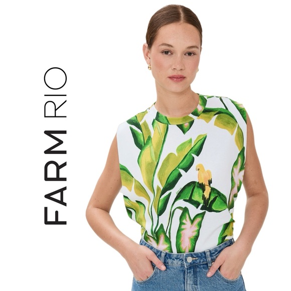 FARM Rio Off-White Summer Foliage T-Shirt - Picture 5 of 15